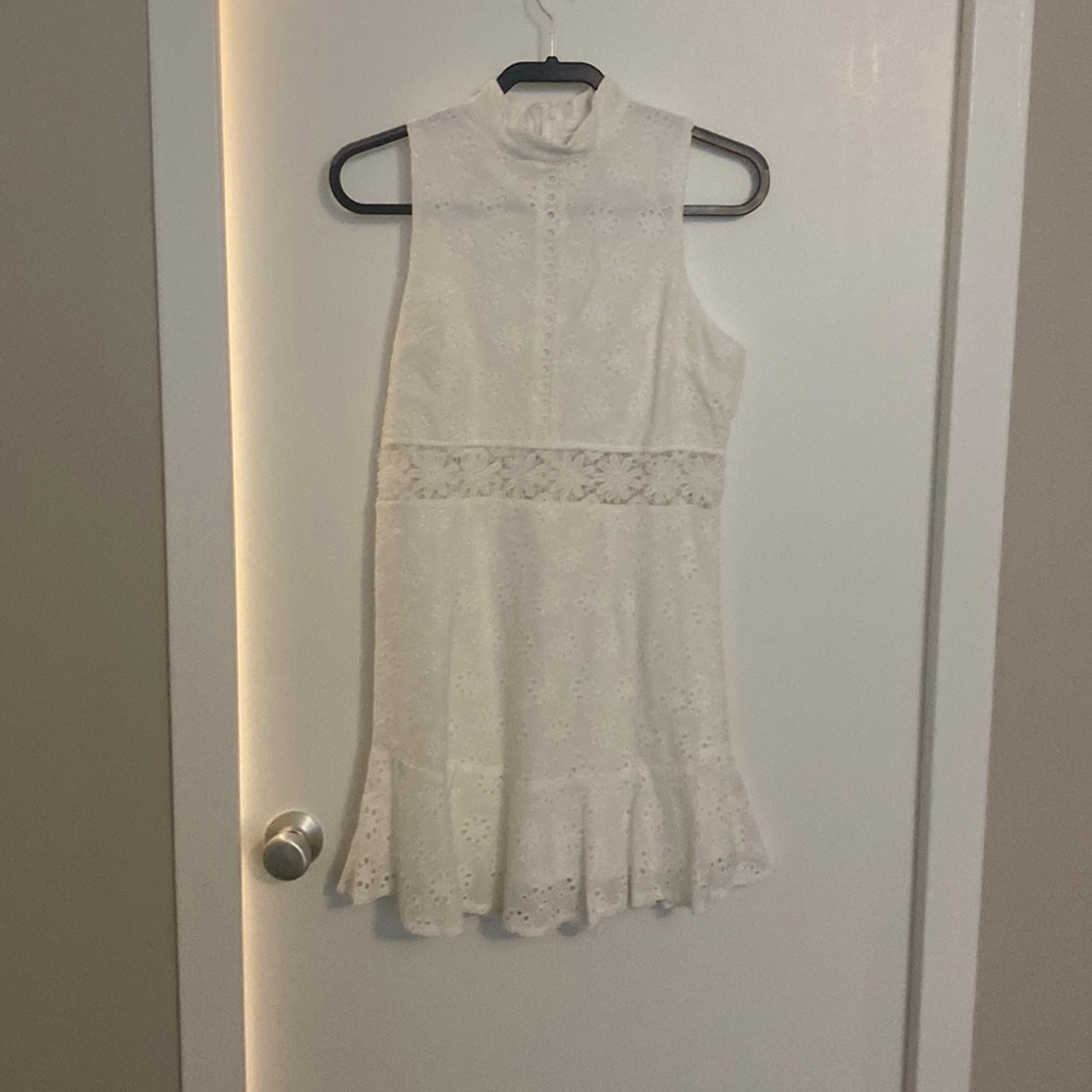 Adorable high neck white lace dress